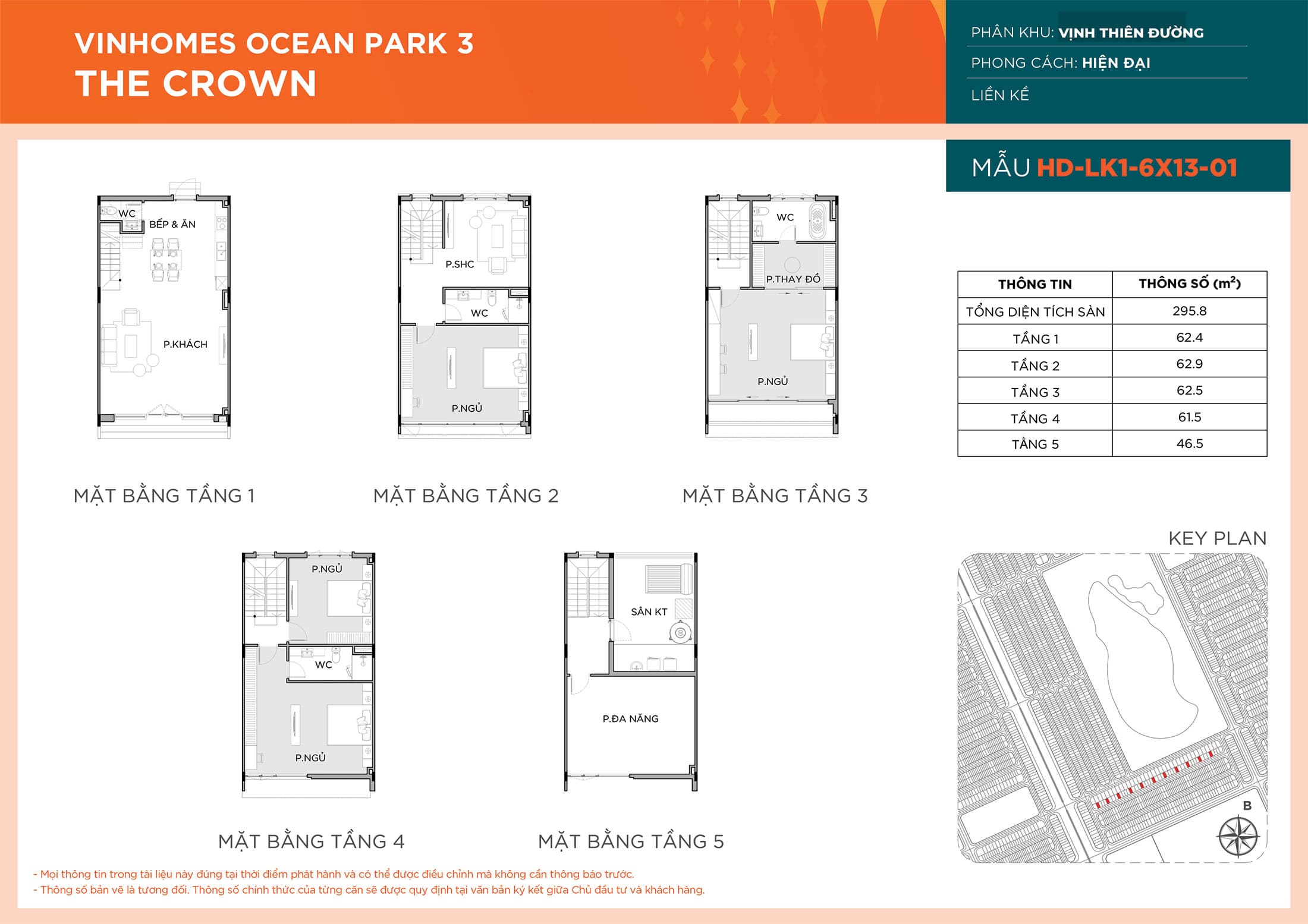 Layout thiết kế Liền Kề HD-LK1-6X13-01 phân khu Vịnh Thiên Đường dự án Vinhomes Ocean Park 3 - The Crown.