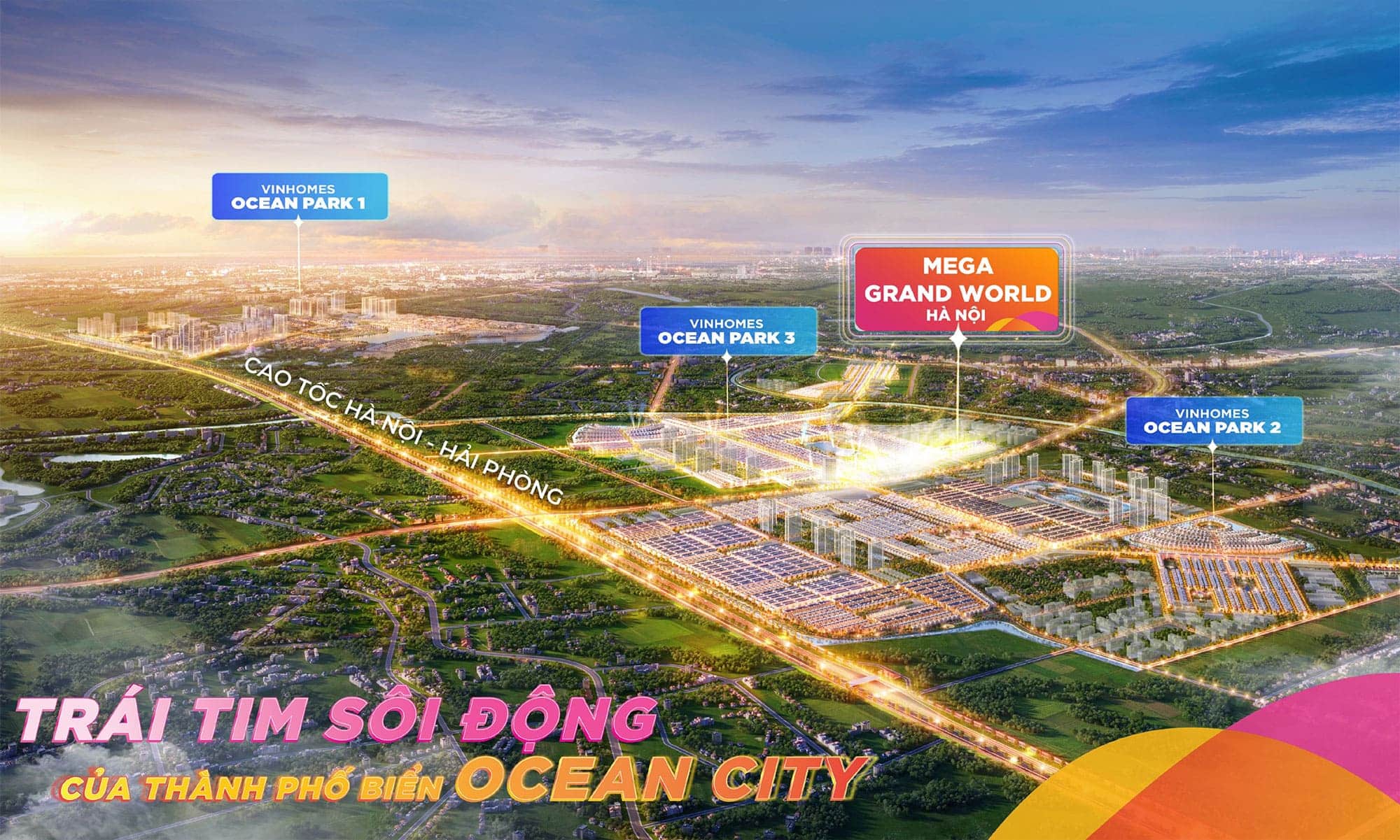 Mega Grand World Hà Nội tọa lạc tại Trái Tim Sôi Động của thành phố biển Ocean City.