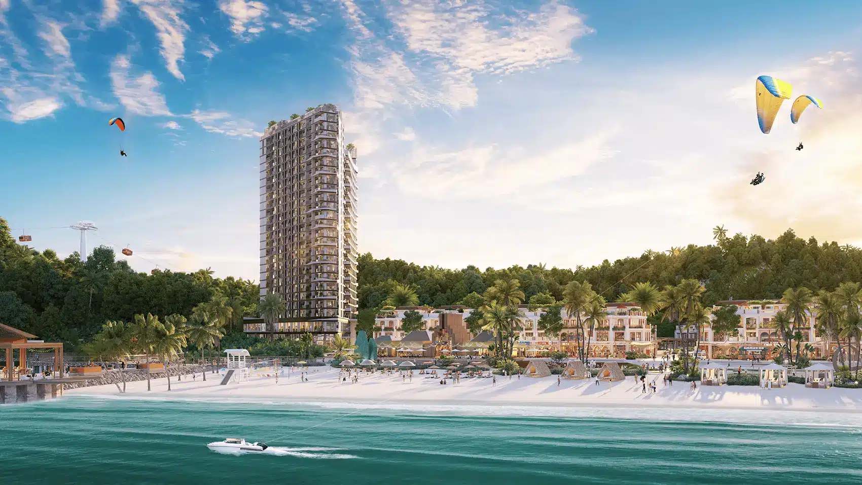 Khu phức hợp Xanh Island Cát Bà với bãi tắm và dịch vụ thương mại đẳng cấp quốc tế.