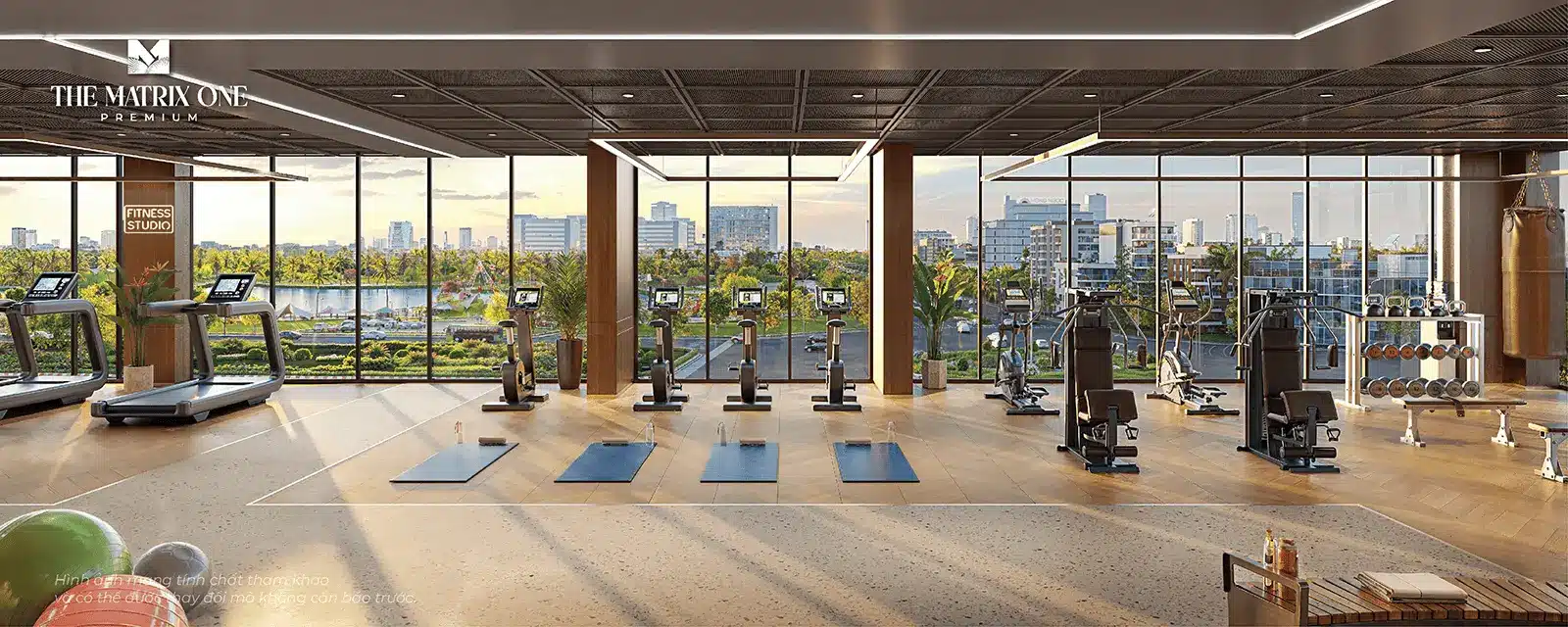 Phòng gym hiện đại tại The Matrix One Premium đảm bảo trải nghiệm luyện tập đẳng cấp cho cư dân.