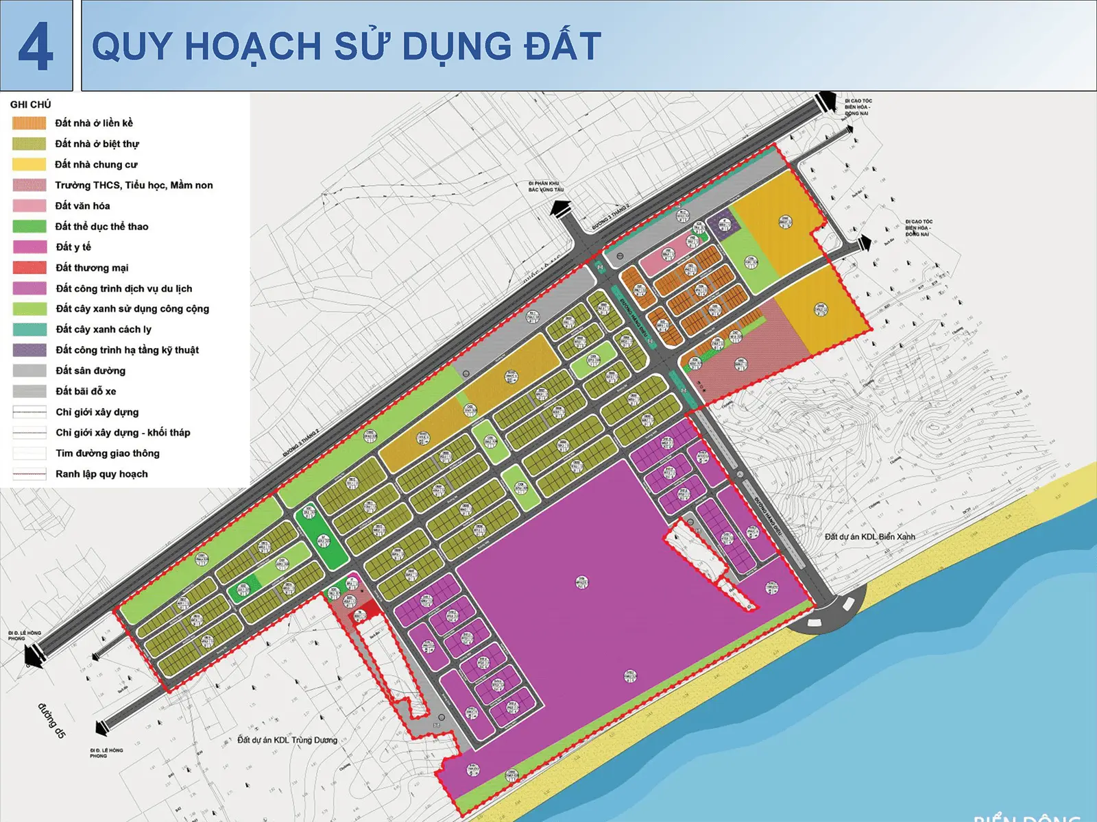 Quy hoạch sử dụng đất Khu đô thị Sun Group Vũng Tàu với vị trí đắc địa ven biển.