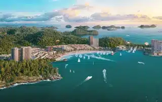 Toàn cảnh dự án Xanh Island Cát Bà: điểm đến du lịch xanh và hiện đại giữa vịnh Lan Hạ.