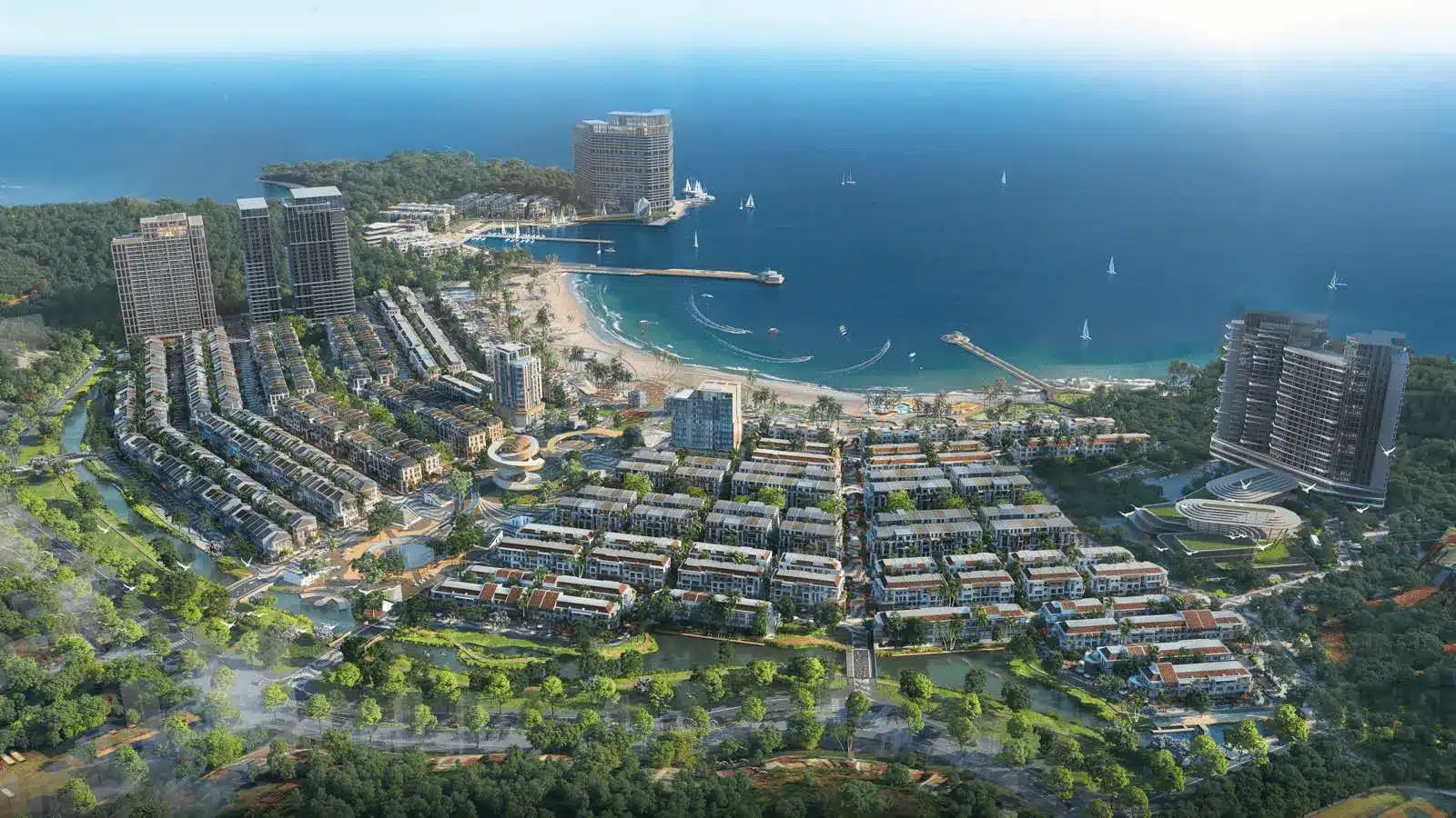 Toàn cảnh dự án Xanh Island Cát Bà – khu du lịch xanh với quy mô 50 ha và tổng mức đầu tư 12.500 tỷ đồng.