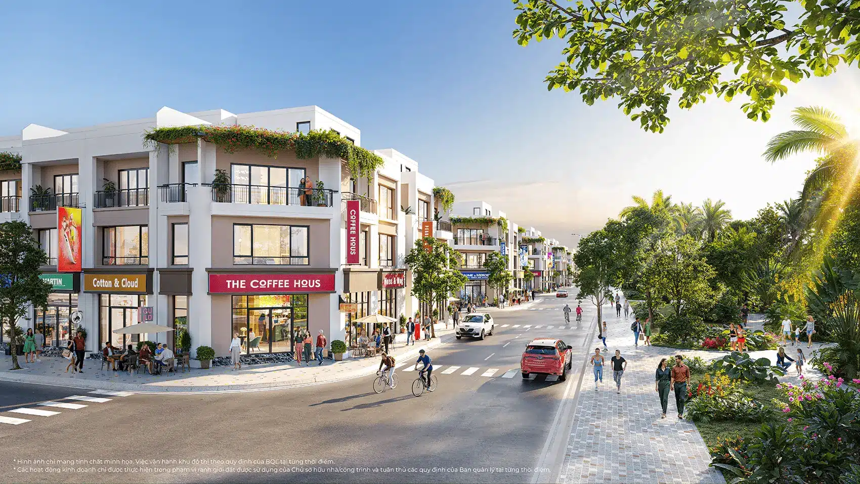 Khung cảnh phố thương mại sầm uất tại Vinhomes Green City, trung tâm giao thương và sinh thái phía Tây Bắc TP.HCM.